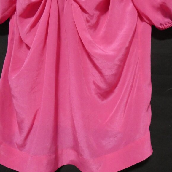 BANANA REPUBLIC | xs, extra small | Silk Hot Pink Puff Sleeve Blouse | NWT - Picture 11 of 15